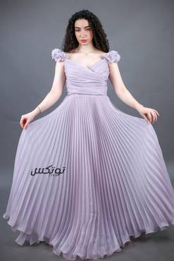 فستان سهرة بقصة جذابة - تفاحي فاتح - S