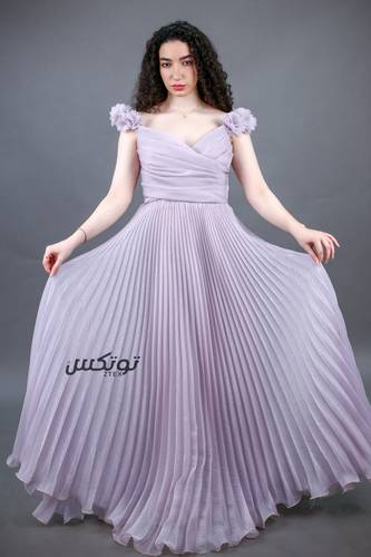 فستان سهرة بقصة جذابة - تفاحي فاتح - S