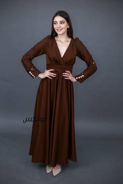 فستان طويل بأكمام طويلة  - XL