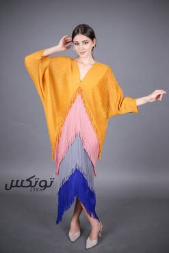 فستان بوليستر طبقات - كموني - فرى سايز
