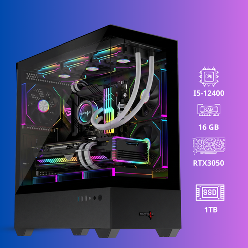 كمبيوتر ألعاب i5-12400 | RTX 3050 | RAM 16GB | SSD 1TB NVMe | Windows 11 Pro