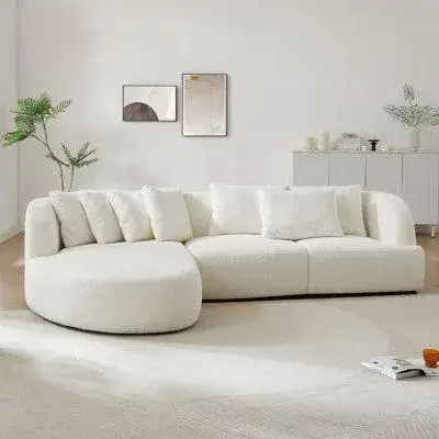 كنب زاوية بوكليه أبيض – لمسة فخامة مودرن