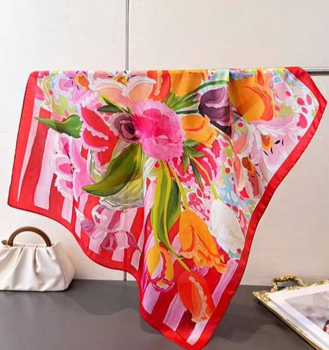 Flowers Satin Scarf