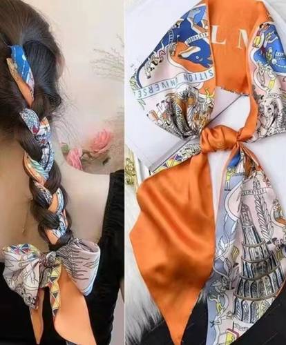 Neck/Hair Tie- Orange Blue Print