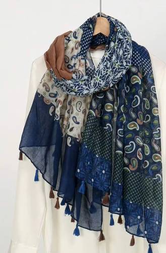 Lightweight Summer Scarf/Shawl- Blue Brown
