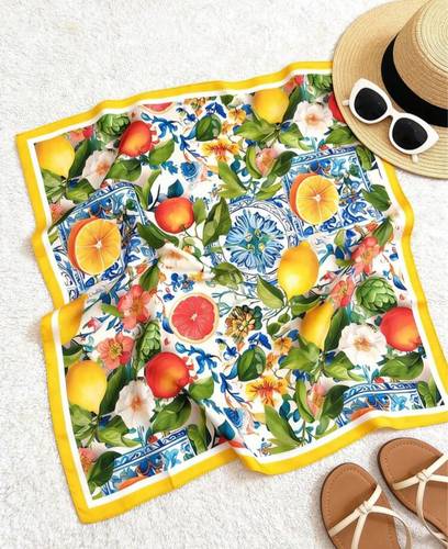 Fruits & Flowers Satin Scarf