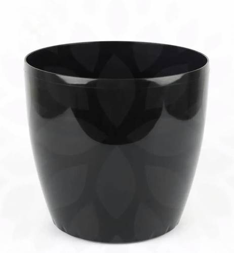 Black self-watering round pot