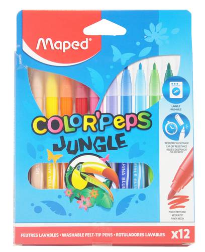 MAPED : WASHABLE FELT-TIP PENS : 12 COLORS 