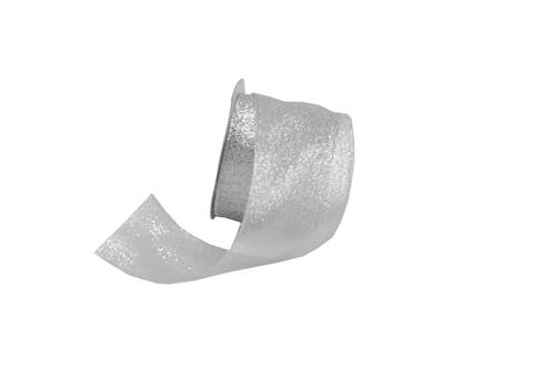 Organza ribbon : 2.5 inches x 10 yds : silver