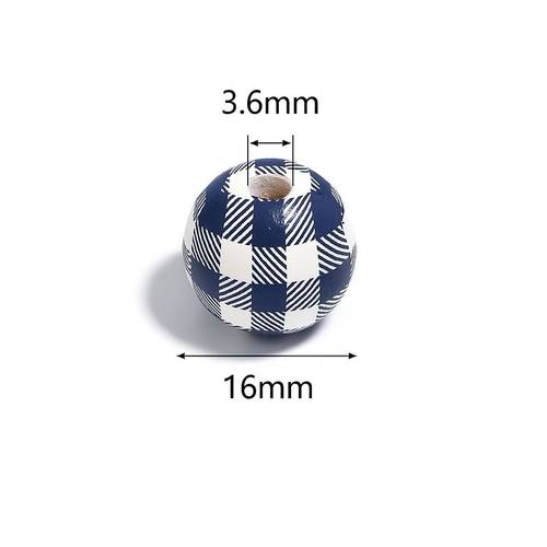 Wooden beads with blue stripes: 8 pieces