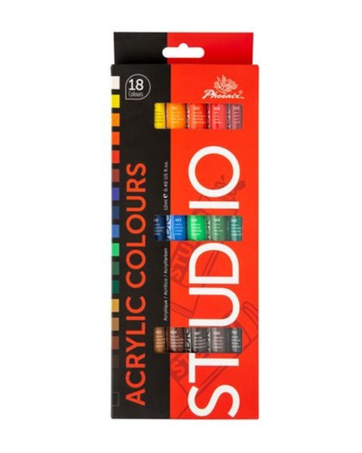 PHOENIX: Acrylic Color Paint Set:  18 Tubes