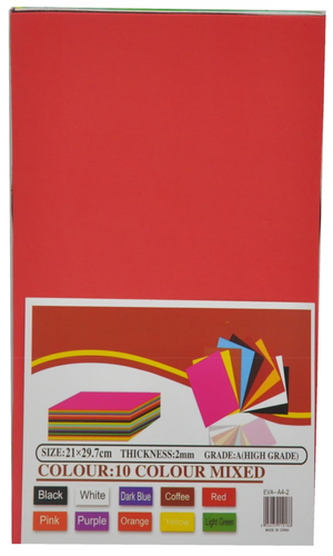 foam sheets : 10 colors : 21x29.7 cm 