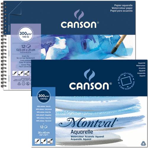 Canson montval for watercolors: 12 papers : 300 g : available in different sizes 