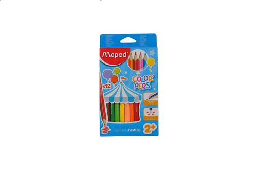Mapped jumbo color pencils : set of 12 pcs