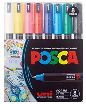 UNI POSCA : MARKER PEN : 8 PENS : 0.7 MM