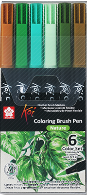  Koi coloring brush pen set of 6 colors