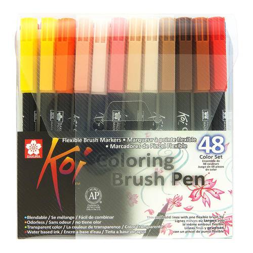 Koi coloring brush pen set of 48 colors