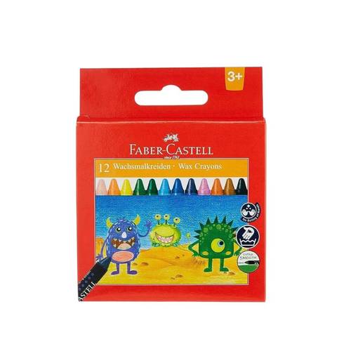 FABER-CASTELL 12 WACHSMALKREIDEN WAX CRAYONS