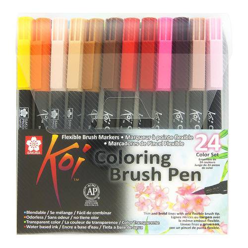 Koi coloring brush pen set of 24 colors 
