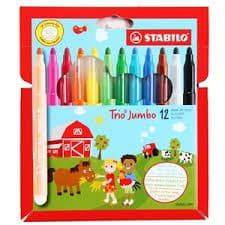 STABILO : FIBER TIP PENS : 12 TRIO JUMBO 