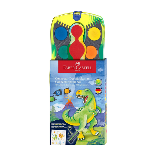 Faber-Castell: Watercolors: 12 Colors, Dinosaur Design,Connector
