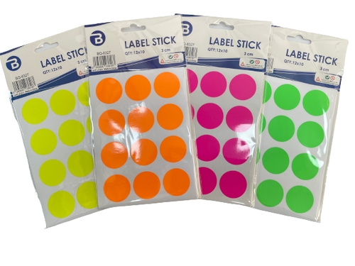 LABEL STICK 3CM :QTY 12X10:DIFFERENT COLORS