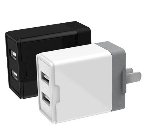 2-Plug USB Ultra Fast Wall Charger Grey/White