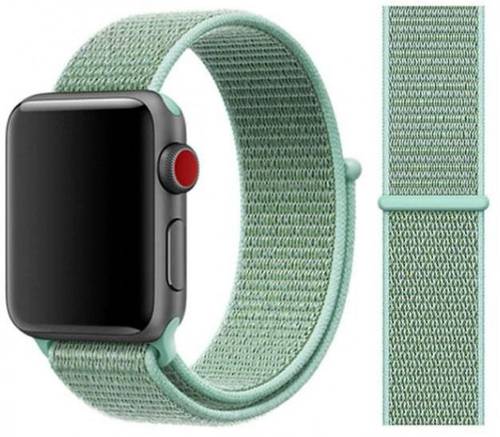 Nylon strap for Apple Watch in green & gray color, size 42-44 mm