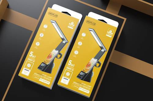 مصباح مكتبي ديجيت بلس مع شاحن لاسلكي وساعة DIGITPLUS - أسود