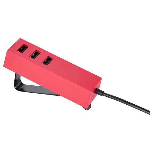 LORBY USB charger with clamp Red