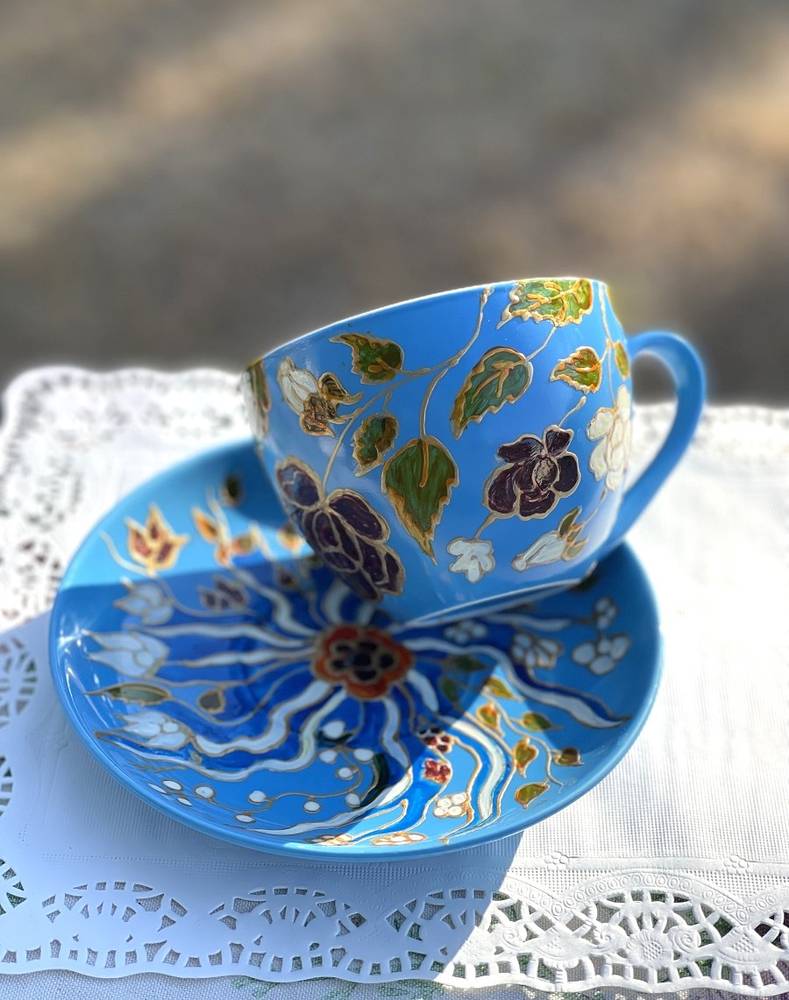 كوب سيراميك رسم يدوي