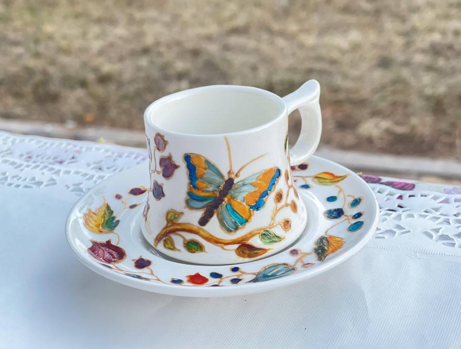 فنجان قهوه تركي رسم يدوي
