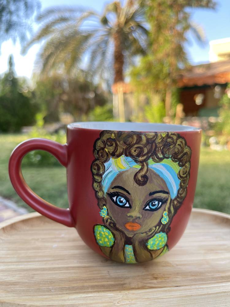 كوب سيراميك برسمة فنيه افريقيه