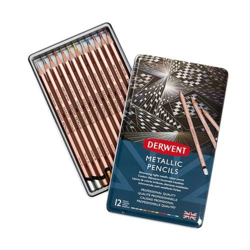 Derwent 12 metalic pencils طقم الوان خشبية معدنية
