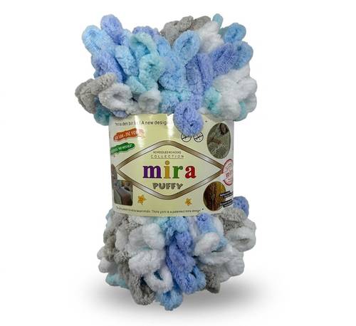 خيوط ميرا بوفي لووب متعددة الألوان للحياكة اليدوية – Mira Puffy– بكرة 9 أمتار (100 غرام) 