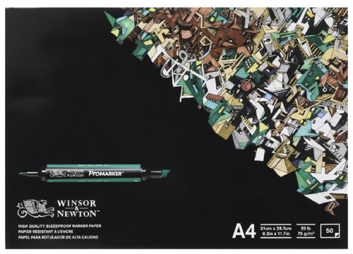 Winsor & Newton | كراسة رسم ورق مقاوم للتسريب (Bleedproof Marker) – A4، 50 صفحة