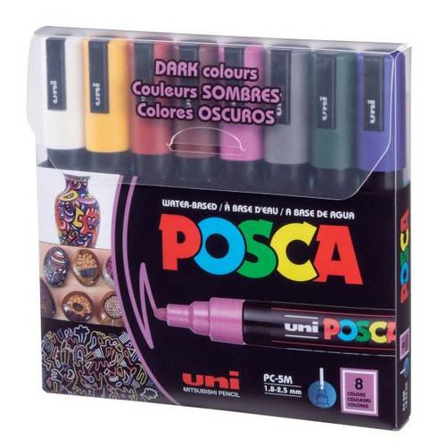 Uni posca pc-5m (1.8mm-2.5mm )  8 dark color  الوان بوسكا