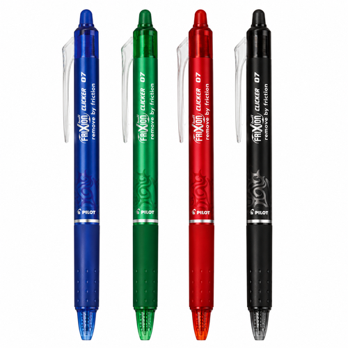 بايلوت مجموعة أقلام حبر ضغاط بمحاية قابل للمسح 0.7 ملم 4 الوان