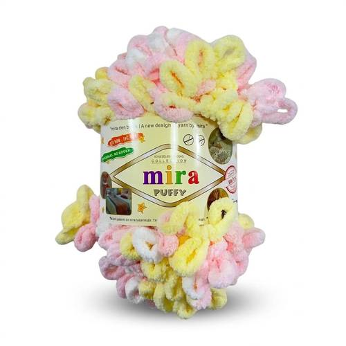 خيوط ميرا بوفي لووب متعددة الألوان للحياكة اليدوية – Mira Puffy– بكرة 9 أمتار (100 غرام) 