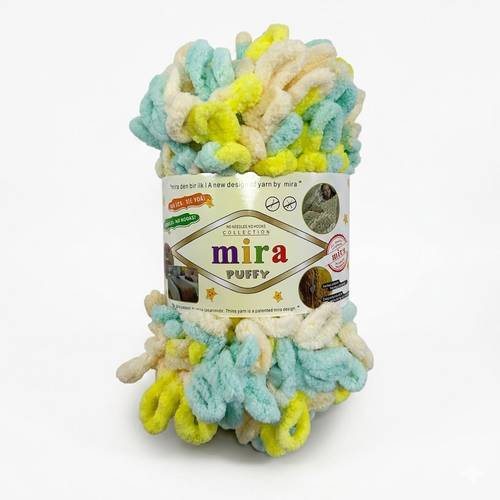 خيوط ميرا بوفي لووب متعددة الألوان للحياكة اليدوية – Mira Puffy– بكرة 9 أمتار (100 غرام) 