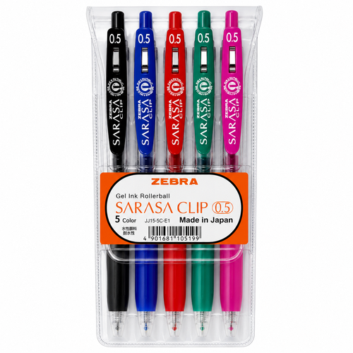 Zebra مجموعة أقلام حبر جل 0.5 ملم 5 الوان JJ15-5CAR