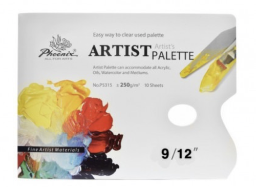 Phoenix artist palette paper 9/12 inch-10sheet-250gsm / باليتة ورق أداة رسم