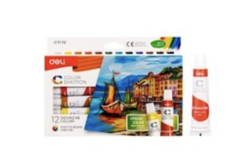 Deli acrylic color 12 ألوان أكريلك