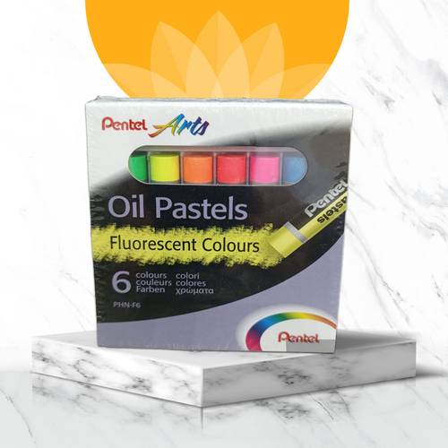  أقلام باستيل زيتي فلورية من بنتل (Pentel Fluorescent Oil Pastels) - 6 ألوان