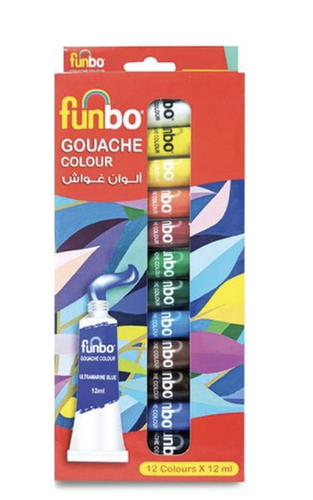 Funbo gouache color 12 ألوان غواش