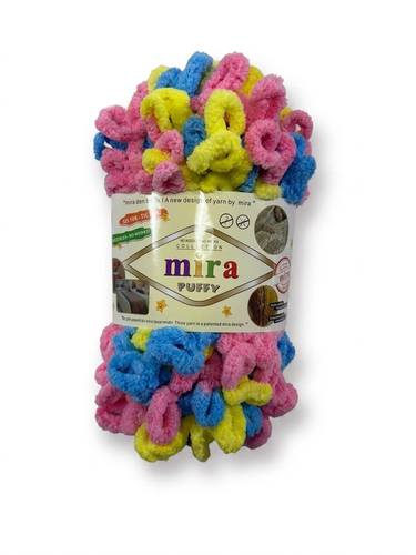 خيوط ميرا بوفي لووب متعددة الألوان للحياكة اليدوية – Mira Puffy– بكرة 9 أمتار (100 غرام) 