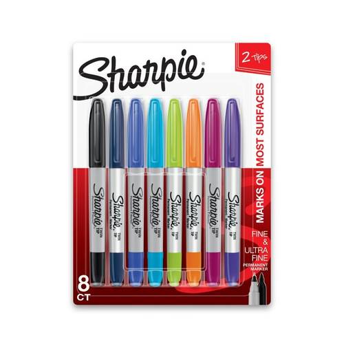 Sharpie | طقم أقلام تحديد دائمة مزدوجة الطرف – 8 ألوان