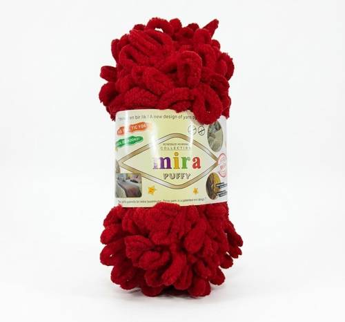 خيوط ميرا بوفي لووب متعددة الألوان للحياكة اليدوية – Mira Puffy– بكرة 9 أمتار (100 غرام)  - لون أحمر
