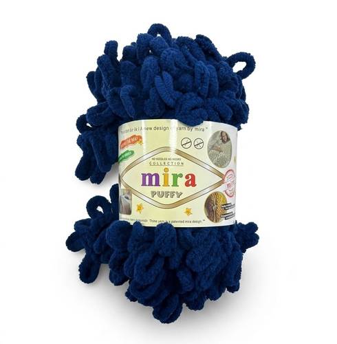 خيوط ميرا بوفي لووب متعددة الألوان للحياكة اليدوية – Mira Puffy– بكرة 9 أمتار (100 غرام)  - لون كحلي