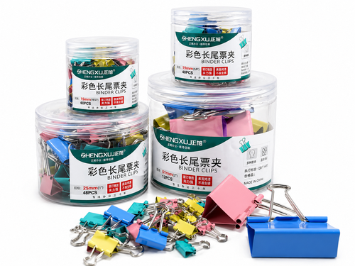 مشابك ورق ملونة 51 ملم – 12 مشبك (Binder Clips)